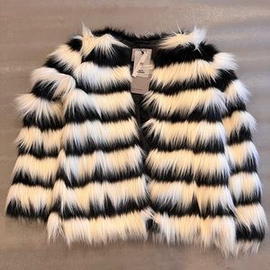 Black and White Vero Moda fake fur coat